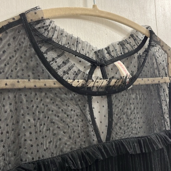 Black Dress with Polka Dot Mesh - Picture 4 of 8